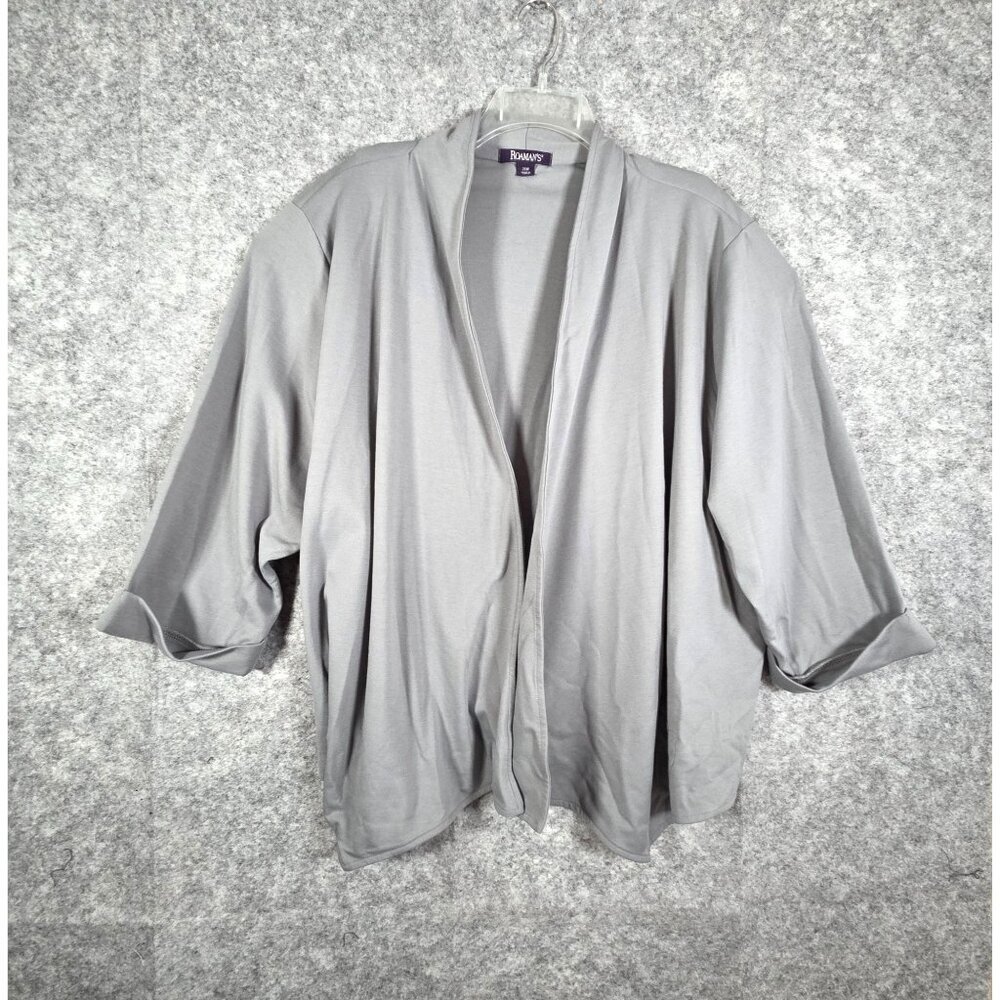Roaman's Women Knit Open Front Blazer Gray Size 28 Minimalist Office Business